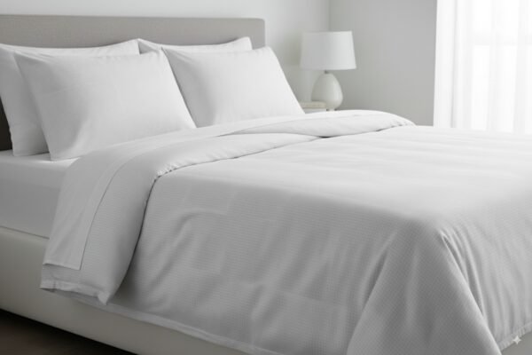 Micro Check White 350 TC 100% Cotton Duvet Cover