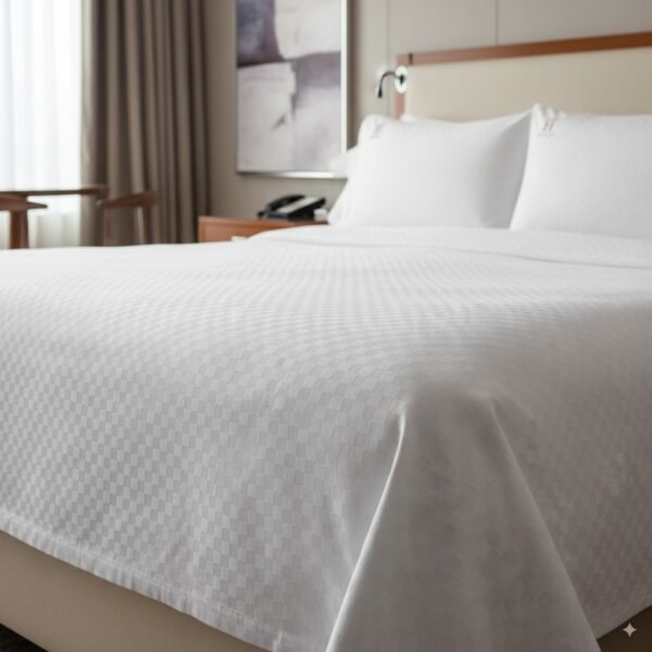 Micro Check White 350 TC 100% Cotton Bedsheet & Pillow Cover Set
