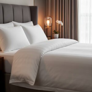 Duvet (Quilt) + Cover (1 cm Satin Striped White 300 TC 100% Cotton) set