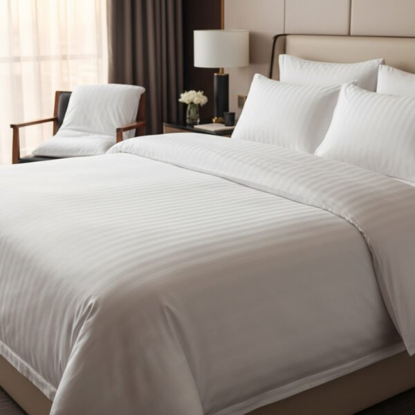 Duvet (Quilt) + Cover (6 mm Pin Striped Satin White 230 TC 100% Cotton) set
