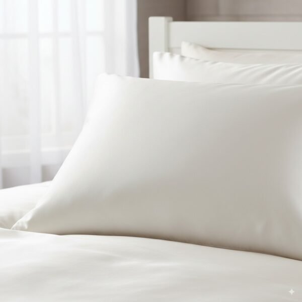 Plain Satin White 400 TC 100% Cotton Pillow Cover - Image 2